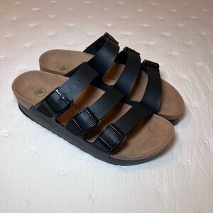 Papillio Triple Strap Black Platforms